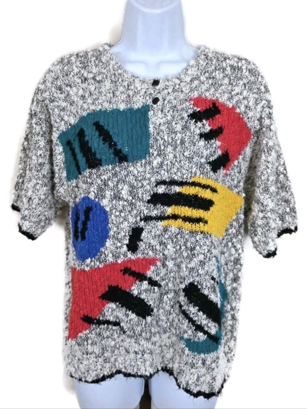 VTG Sweaters by George Women's M Abstract Geometric Chunky Knit Sweater 80s 90s